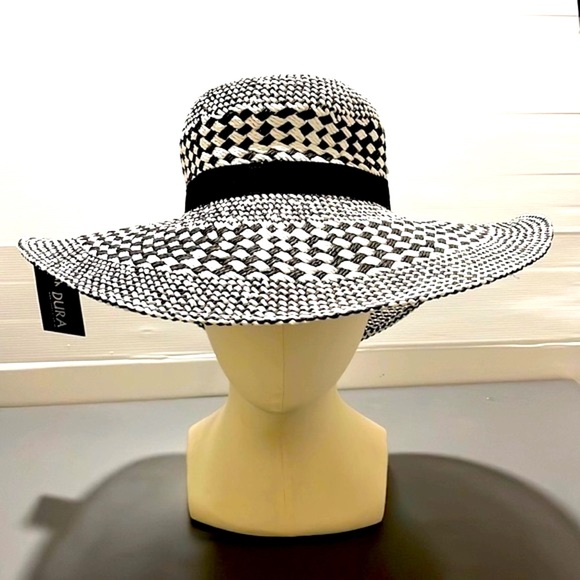 CONDURA WOMEN’S Black and White Paper Summer Hat Wide. One Size - Picture 5 of 7